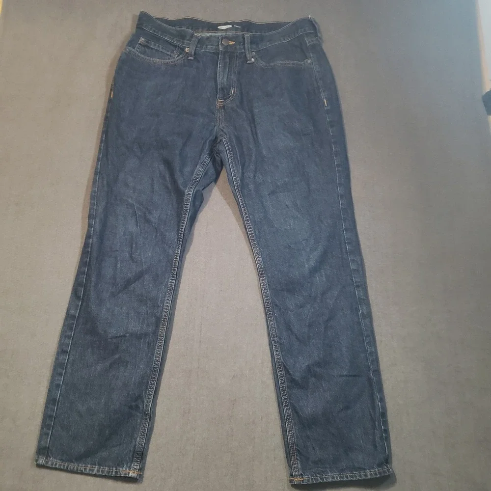 Old Navy Straight Leg Jeans Mens 34x30 Dark Rinse Wash 100% Cotton Denim
